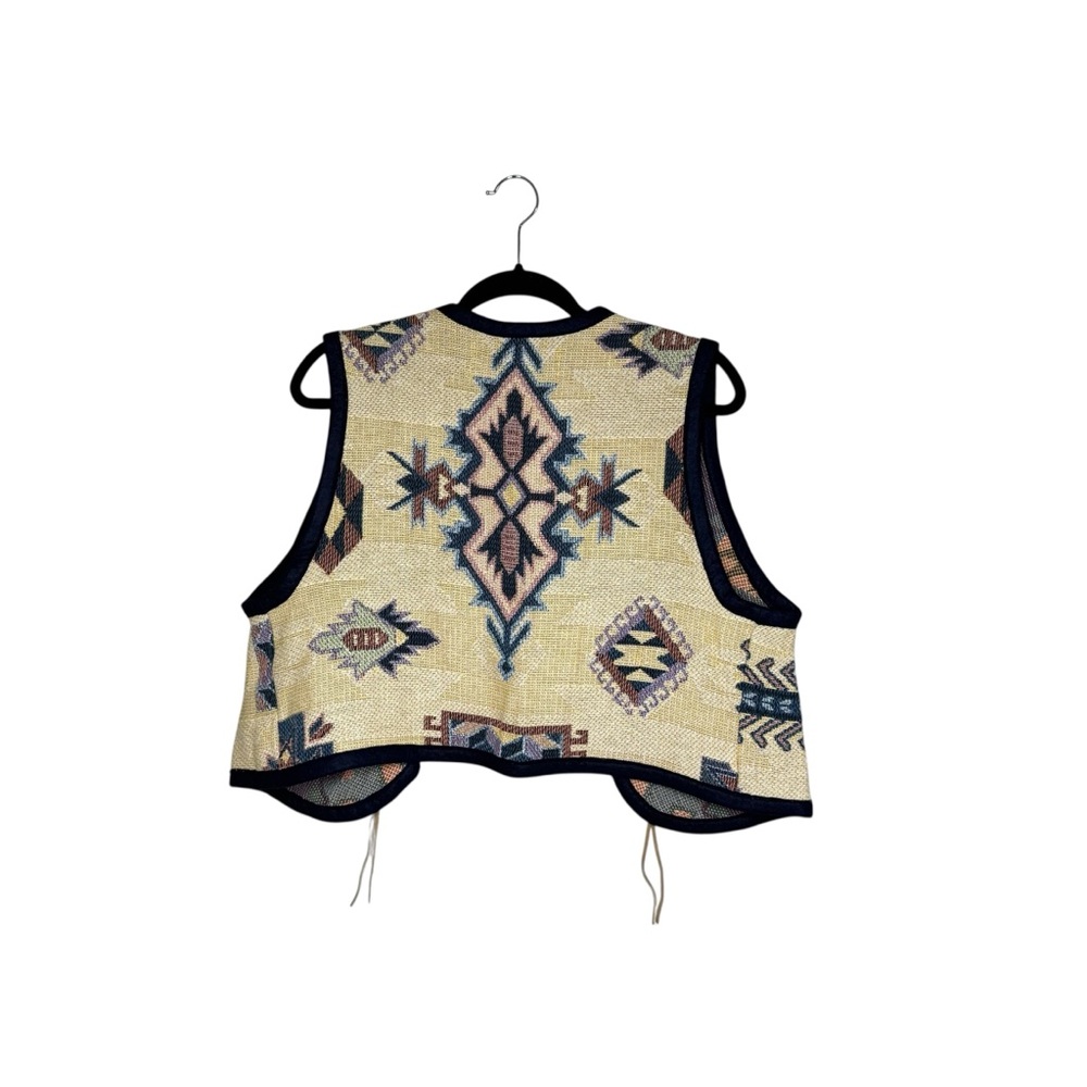 Vintage Handmade Cotton Western Tapestry Vest Open Southwestern Rodeo Unique - Picture 6 of 9